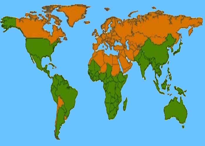 Worldwide distribution of Bamboo